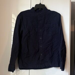 Men's Navy Blue Button-Up Flannel Jacket